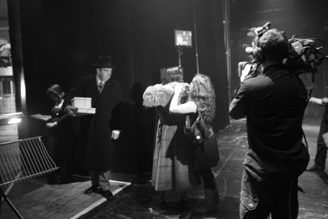 camera crew and cast at the live broadcast on opening night 